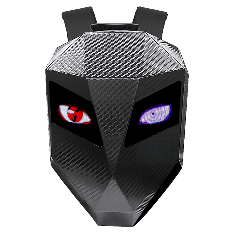 19" LED Backpack, Animated Digital Motorcycle Backpack with Programmable Moving Eyes, DIY Graffiti, Perfect Tech Gear