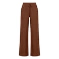 thumbnail image 5 of Linen Capri Pants for Women Spring Summer Elastic High Waist Wide Leg Casual Capris Cropped Pants with Pockets, 5 of 5