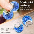 thumbnail image 4 of Blue Murano Style Millefiori Glass Hoop Earrings for Women Daisy Flower Stainless Steel Jewelry Ct. 30 Birthday Christmas Gifts, 4 of 12