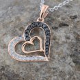 thumbnail image 3 of Dazzlingrock Collection 0.30 Carat (ctw) Round Black & White Diamond Double Heart Pendant for Women with 18 Inch Silver Chain in 10K Rose Gold, 3 of 6