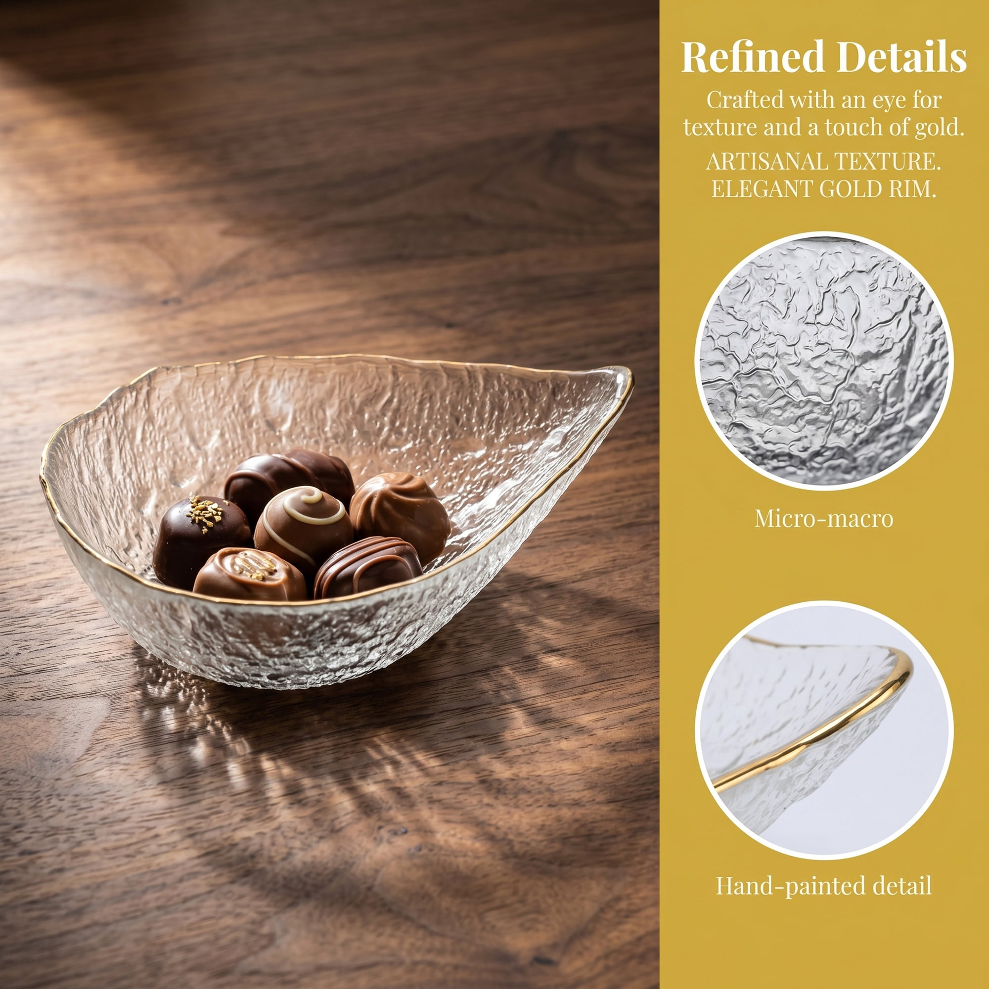Unique Bargains Elegant Glass Teardrop Decorative Bowl Clear Gold Edge 6.5" x 2" x 2"