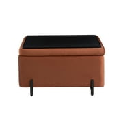 Studio Living Kingston Modern Large Storage Ottoman, Rust Velvet Fabric