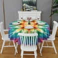 thumbnail image 2 of Rainbow Tie Dye Mandala Pattern Round Tablecloth 60"x60",Wrinkle Wipeable Table Cloth for Kitchen Dining Room Picnic Patio Party, 2 of 6
