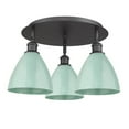 thumbnail image 3 of Innovations Lighting  Ballston - 3 Light 19" Flush Mount Green/Satin Nickel, 3 of 5