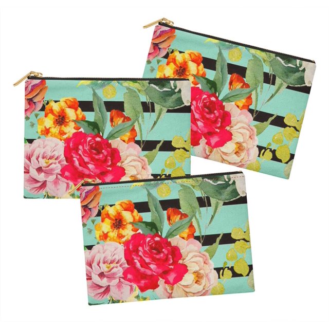 Soimoi Vert Modal Satin Tissu Rayé & Grandiflora Roses Imprimé Floral Tissu par Yard 42 Pouces de Large