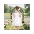 thumbnail image 6 of Sunny Fashion Flower Girls Dress Tulle Spaghetti Strap Sleeveless Church Wedding Bridesmaid White 8 Years, 6 of 8
