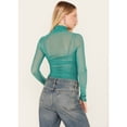 thumbnail image 4 of Free People Women's Under It All Ruched Mesh Bodysuit Teal X-Large  US, 4 of 4