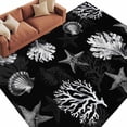 thumbnail image 2 of Seaweed Starfish Shell Washable Living Room Rugs 5'x7', Gray Coral Marine Life Black Low Pile Throw Large Area Rugs Non-Slip Sturdy Edge Binding Carpet for Dining Room Bedside Kitchen, 2 of 9