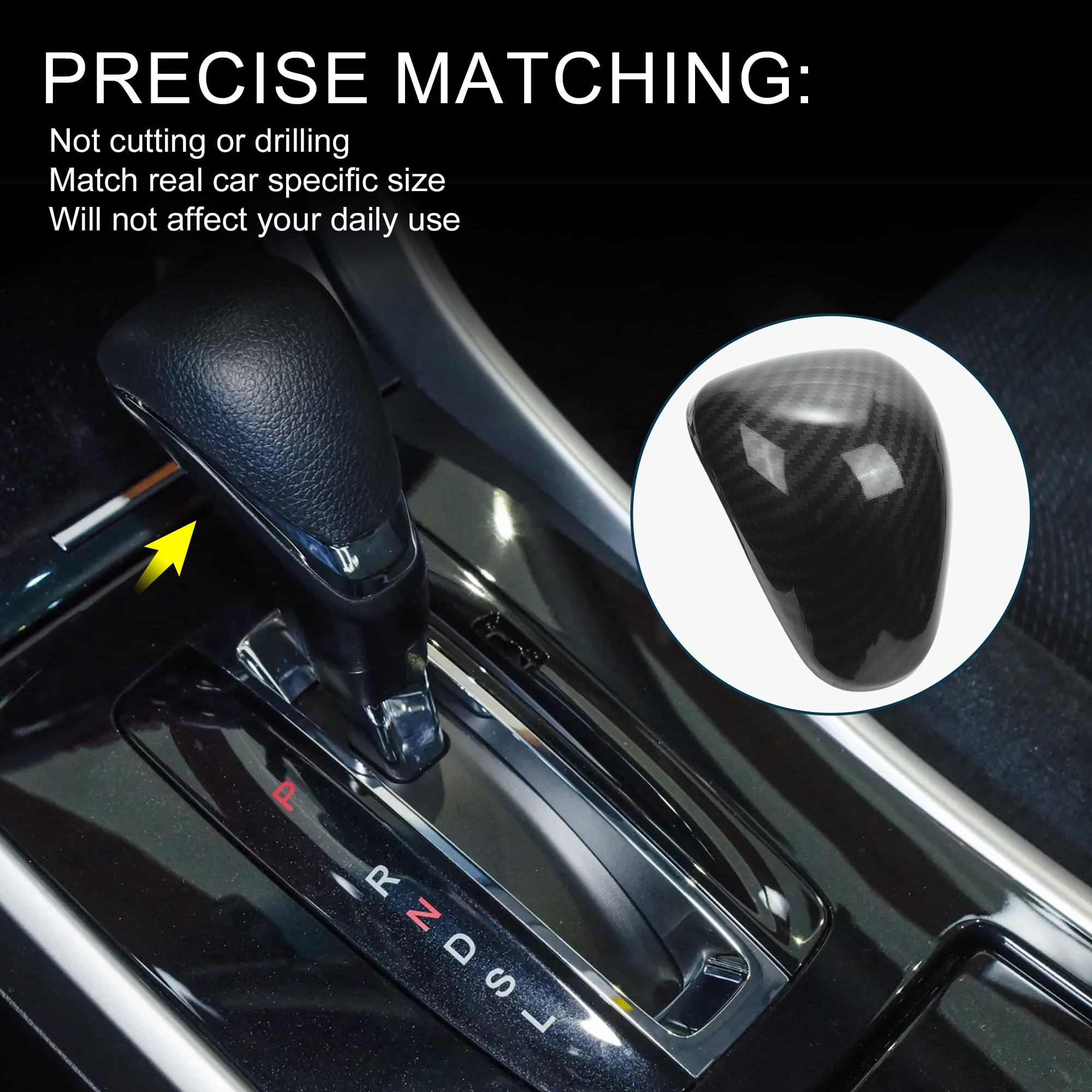 Unique Bargains Gear Shift Knob Decorator Cover for Honda Accord 2013-2017 Carbon Black