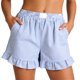 thumbnail image 1 of TaTaai Women's Casual Striped Linen Shorts Lace Trim Pocket Shorts Lightweight Airy Summer Beach Vacation Bottoms Gift, 1 of 6