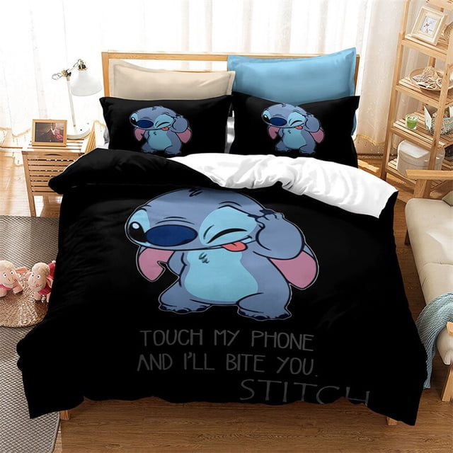 Disney Lilo &erio; Juego de funda de edredón con patrón 3d de Stitch, funda de almohada, juego de cama individual, doble, tamaño Queen King para decoración de dormitorio, 210x210cm, 3 uds. Gao Jinjia LED