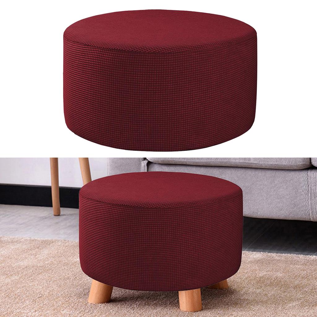 Small Round Ottoman Slipcover Footstool Footrest Cover Removable Living Room - Red, 48-55cm 12 Red - image 4 of 8
