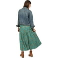 thumbnail image 6 of CATALOG CLASSICS Womens Reversible Boho Maxi Skirt - Patchwork Floral Long Skirt, 36" L - Gold/Green - 1X, 6 of 6