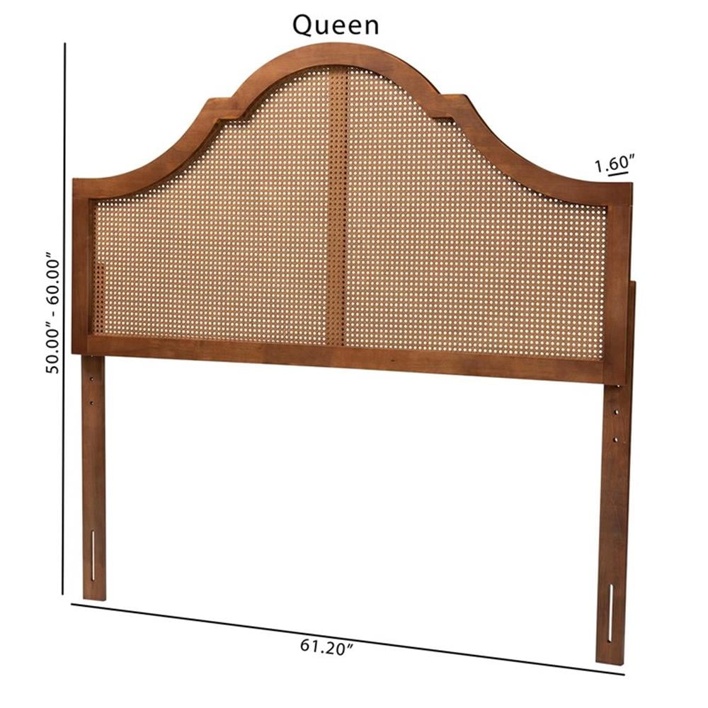 Baxton Studio Camila Ash Walnut Finished Wood Queen Size Headboard with Rattan