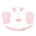 thumbnail image 2 of conjunto de cosplay de gato guantes de felpa gatito oreja cola collar patas traje de fiesta rosa Sunnimix Disfraz de Cosplay de gato, 2 of 8