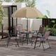 thumbnail image 3 of Set de Comedor de Bar para Exterior de 6 Piezas – Mesa de Vidrio Templado – 4 Sillas Plegables y Loveseat – Incluye Sombrilla – Jardín, Terraza y Piscina, 3 of 8