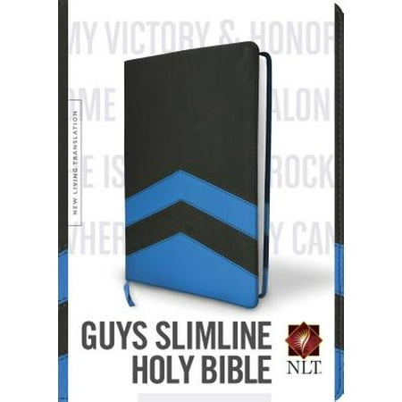 Guys Slimline Bible NLT, TuTone (Red Letter, LeatherLike, Charcoal/Blue