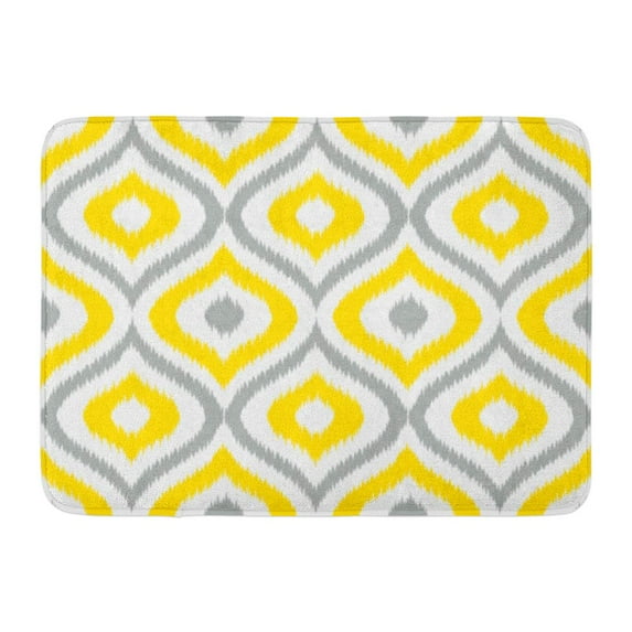 SIDONKU Yellow Damask Ikat Ogee Pattern Gray Accessory Graphic Grey White Doormat Floor Rug Bath Mat 23.6x15.7 inch