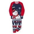 thumbnail image 3 of Family Matching Christmas Pajamas, Cartoon Snowman Print Long-Sleeved Tops + Christmas Tree Pattern Trousers/Romper, 3 of 10