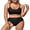 Black, variant on Sociala Scallop Trim Bikini Sets for Womens V Neck Two Piece Swimsuit with Ruched Bottoms
