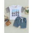 thumbnail image 2 of Bagilaanoe 2pcs Toddler Baby Boy Short Pants Set Short Sleeve Letter Print T Shirt Tops + Shorts 3M 6M 12M 18M 24M 3T Kids Casual Summer Outfits, 2 of 9