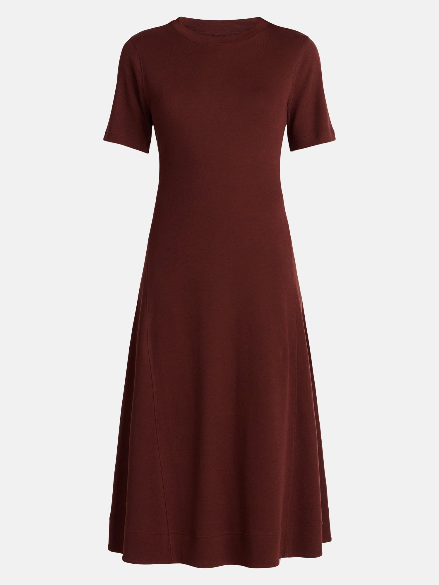 Time and Tru Women's and Women's Plus Seamed Cotton Midi Dress, Sizes XS-4X