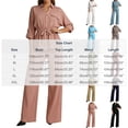 thumbnail image 3 of Purcolt Womens 2 Piece Matching Pant Set Dressy Casual Collared Roll Up Long Sleeve Button Front Shirt Full Length Wide Leg Trousers Business Work Office Outfits, 3 of 7