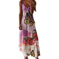 thumbnail image 1 of LAICAIW Robe d'Été Teinture sur Nœuds Florale Col en V Aguichant Sans Manches Femme Longue Mode Ample Maxi Robes Plage Fête Robe d'Été, 1 of 4