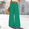 thumbnail image 2 of Comdrip Flowy Pants, Women's Solid Color Drawstring Wide Leg Trousers Palazzo Pants for Women Casual Green XL, 2 of 3