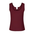 thumbnail image 4 of Jewelreauty Women Summer V Neck Tank Tops Casual Solid Color Sleeveless Basic T-Shirts Loose Tunic Blouse (L, Red), 4 of 5
