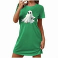 thumbnail image 4 of Sakmal Halloween Nightgowns for Women Cute Sleep Dress Short Sleeve Ghost Print Green Nightgowns, 4 of 4