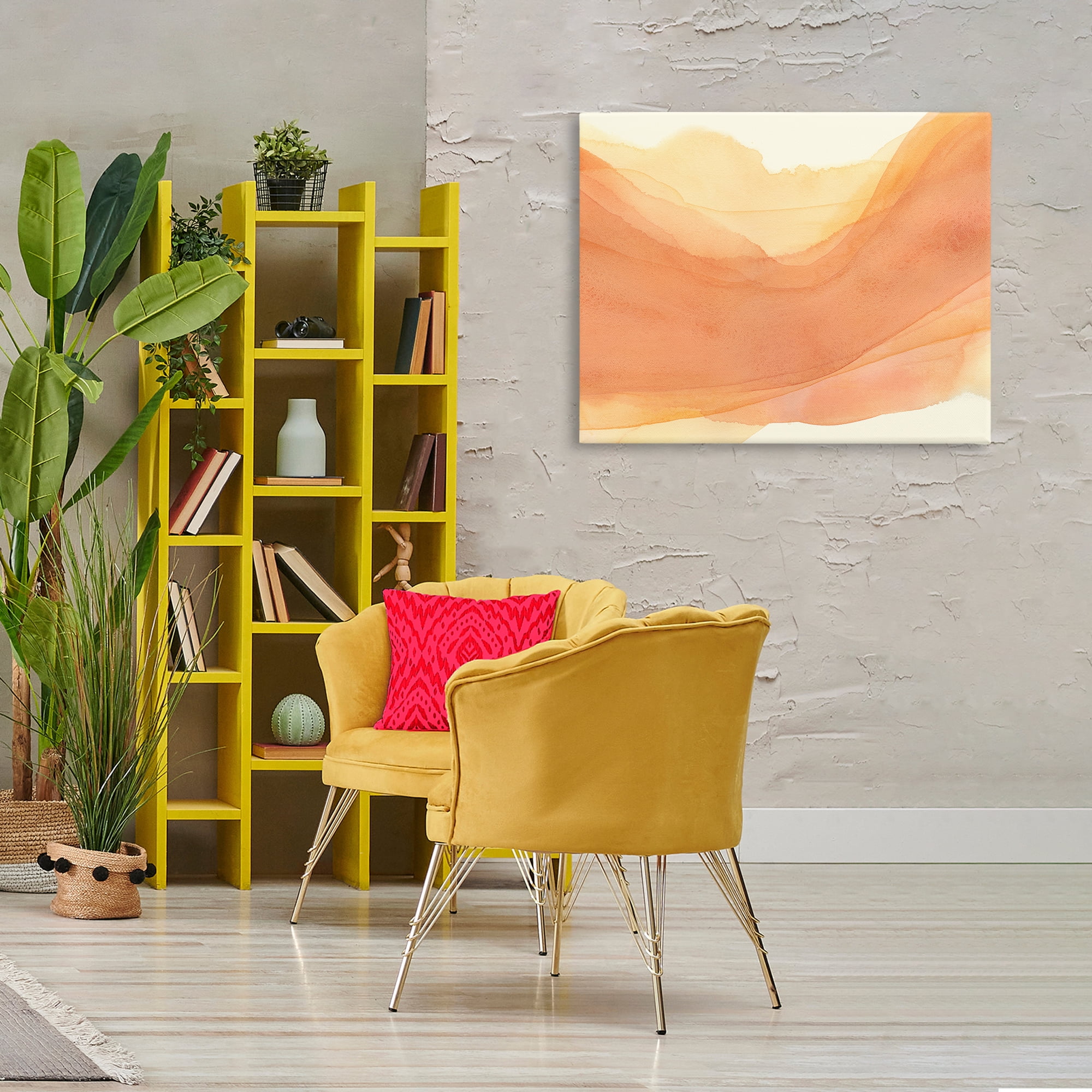 Stupell Industries Orange Splash Wave Abstract Painting Wrapped Canvas Art Print Wall Art, 40 x 30
