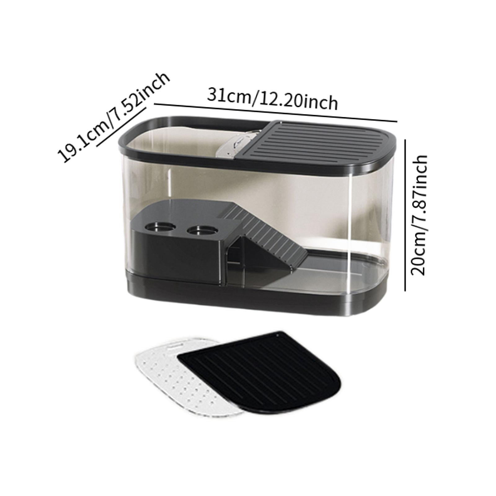 CarpNettore Turtle Tank Accessories with Covers Sturdy with Basking Platform Reptile Habitat Black Medium