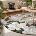 thumbnail image 3 of Round Rugs 5Ft, Spring Floral Round Area Rug Washable Indoor Throw Carpet, White Magnolia Flowers Barn Door Farmhouse Beige Soft Non Slip Circle Rug for Cabinet Bathroom Home Decor Aesthetic, 3 of 8