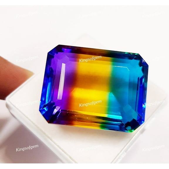 100 Ct Crystal Quartz Gemstone Emerald Doublet Multi Color Stone Lab Grown Loose Gemstone