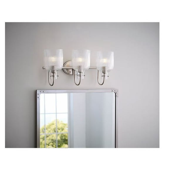 allen   roth Littleton 22.2-Inches 3 -Light Brushed Nickel Traditional Vanity light