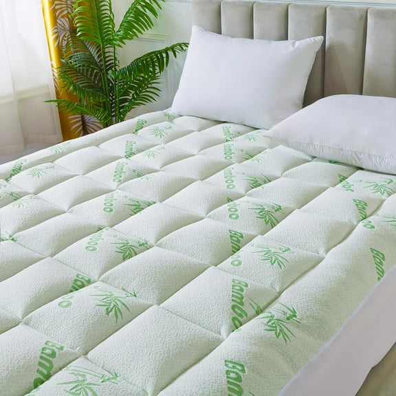 Bamboo Viscose Mattress Topper - Thick Pillow Top, Breathable & Soft for Back Pain Relief