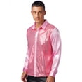 thumbnail image 3 of vastwit Mens 70s Sequins Disco Dance Shirt Long Sleeve Button Down Shirt for Party Club Pink L, 3 of 6