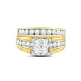 thumbnail image 2 of 14kt Yellow Gold Princess Diamond Bridal Wedding Ring Band Set 2 Cttw, 2 of 4