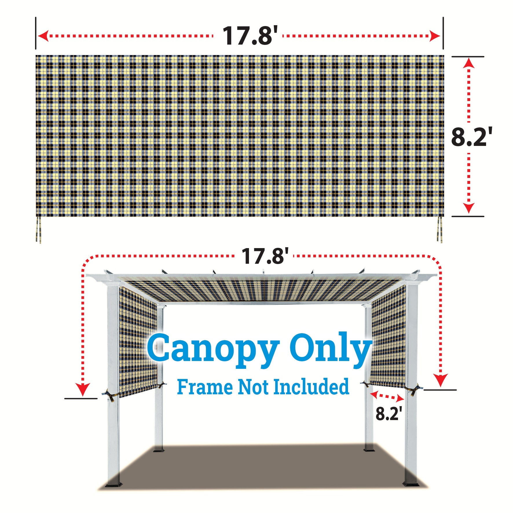 SOLAXO 18'L x 8.2'W Pergola Replacement Canopy Universal Pergola Canopy Replacement Top Cover for Pergola Structure, Frame NOT included (Blue with Yellow)