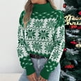 thumbnail image 7 of Women's Christmas Snowflake Reindeer Knitted Sweater Long Sleeve Crew Neck Xmas Print Pullover Sweater Top, 7 of 7