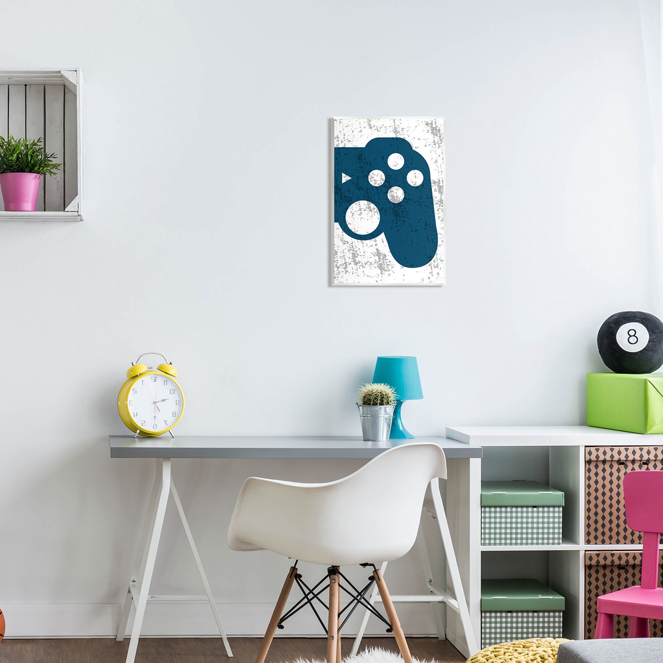 Stupell Industries Blue Gaming Controller Shape Graphic Art Unframed Art Print Wall Art, Design by Kim Allen