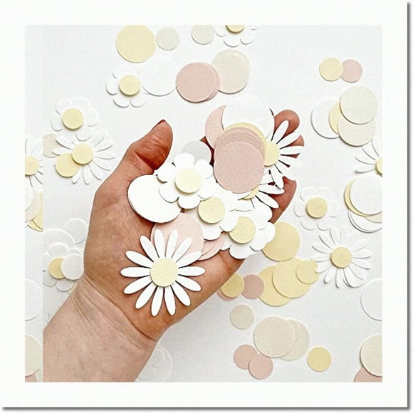 Daisy Delight Party Pack - Vibrant Pink Paper Confetti for Baptisms, Baby Showers, and Weddings. Groovy Table Decorations with Sunflower Accents.
