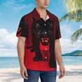 thumbnail image 3 of Vsdgher Black Panther Red Background Print Men's Hawaiian Shirts Button Down Tropical Holiday Beach Shirts Vacation Clothes,XX-Large, 3 of 7