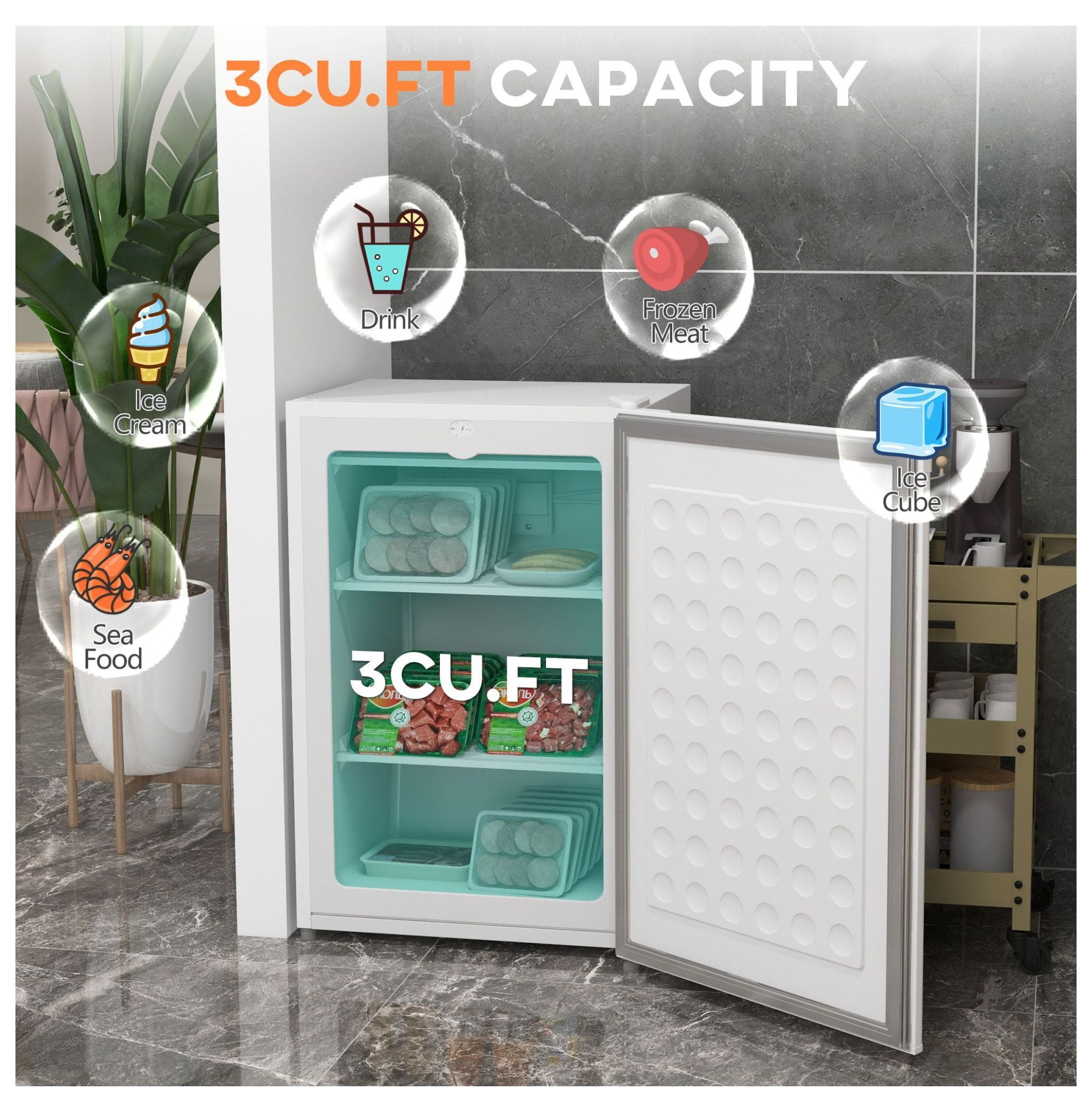 Honeywell 5 Cu. ft. Chest Freezer with Storage Basket in White