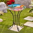 thumbnail image 4 of LuxenHome Flamingo Glass Birdbath with Metal Stand, 4 of 10