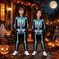 thumbnail image 2 of Gunia Halloween Kids Boys Girls Skeleton Onesie Zip Romper Outdoor Role Play Jumpsuit Outfits Black 9-10 Years, 2 of 6