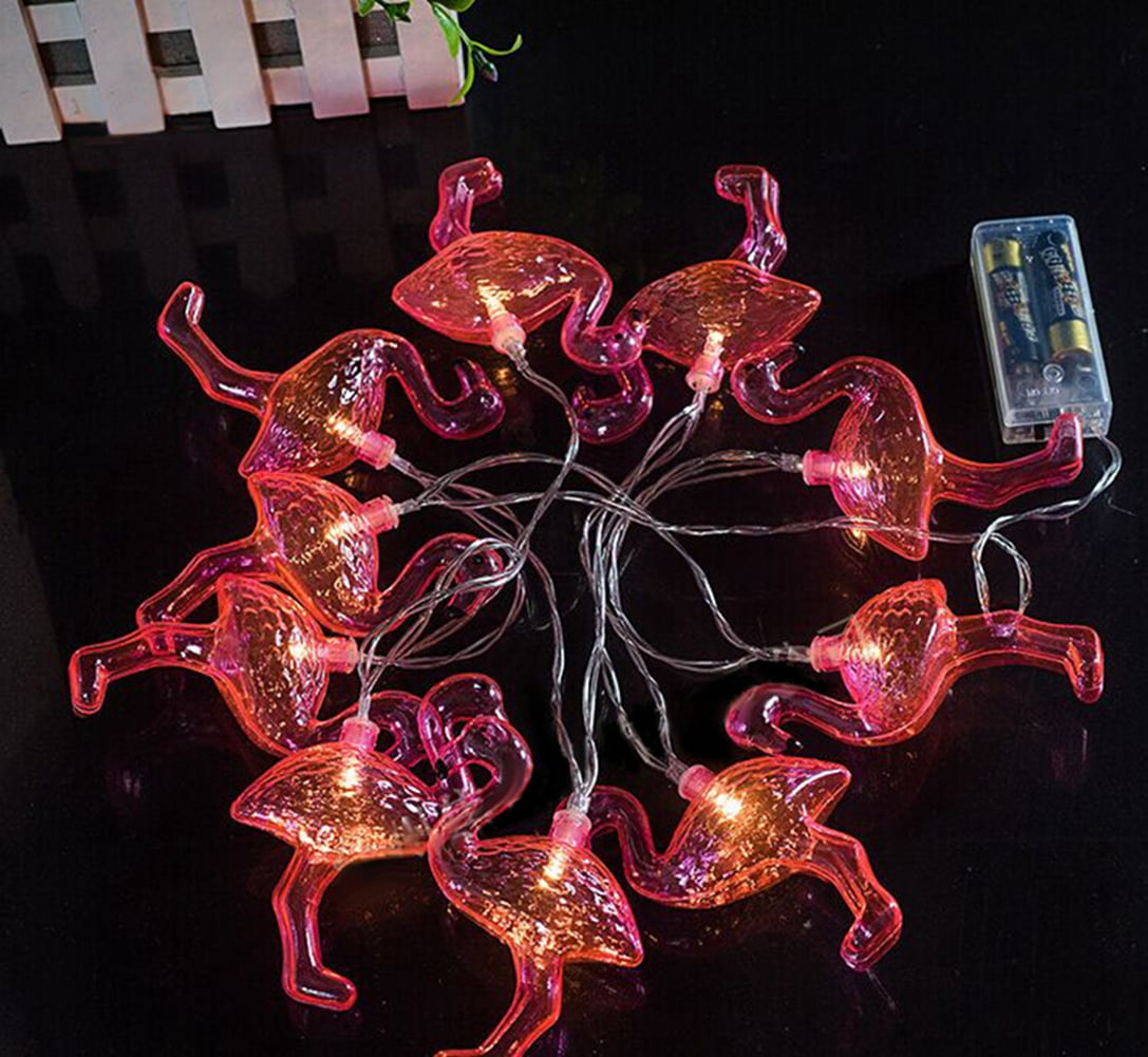 Battery Powered 10 LED Flamingo Warm White Linkable 4 Feet Christmas