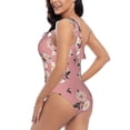 thumbnail image 4 of Pofeuu Rose Flowers Print Women's One Piece Swimsuits One Shoulder Swimwear Asymmetric Ruffle Monokinis Bathing Suits-Medium, 4 of 6