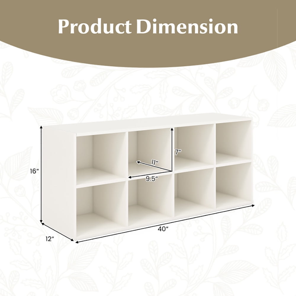 Resenkos 8 Cubbies Shoe Organizer with 500 LBS Weight Capacity-White, Space-Saving Shoe Rack Organizer for Closet Entryway